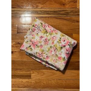 Vintage Full Size Fitted Pink and Green floral sheet Grants